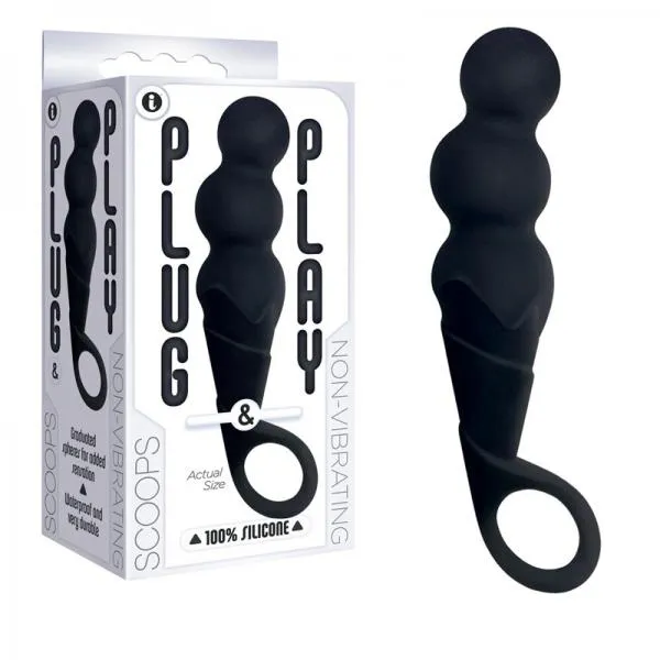 Anal The 9s Plug Play Silicone Plug Scoops Black Icon Brands Inc