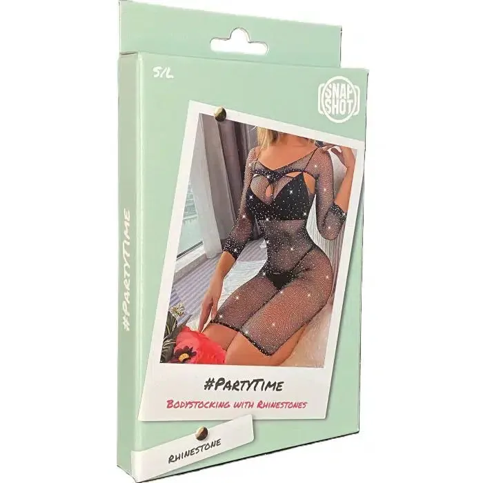 Snapshot Snapshot - #partytime - Mini Jurkje met Strass Steentjes - One Size - Zwart | Female Sex Toys