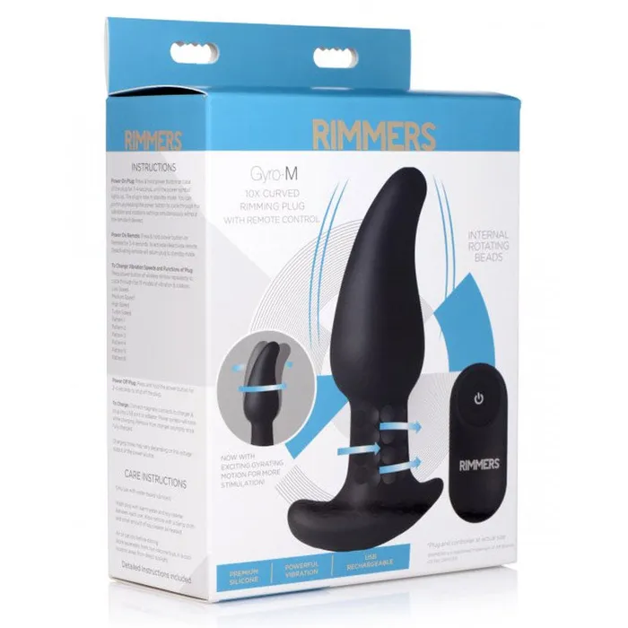 XR Brand GyroM 10X Curved Rimming Plug with Remote Control Male Sex Toys