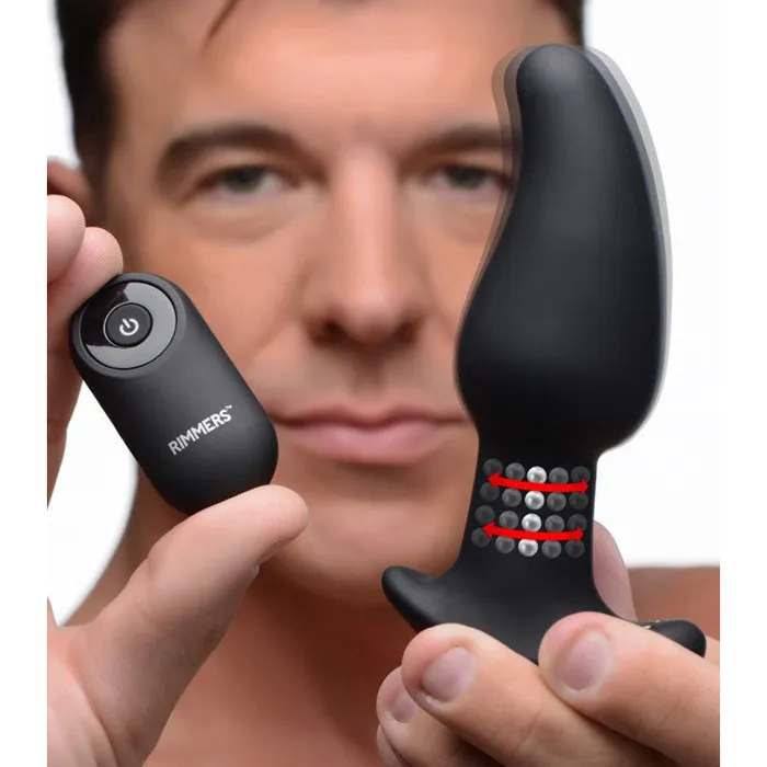 XR Brand Gyro-M 10X Curved Rimming Plug with Remote Control | Male Sex Toys