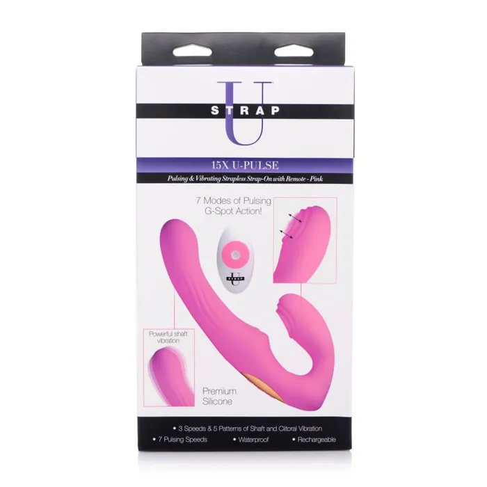 15X U-Pulse Strapless Strap-On w Remote Pink | Strap U Female Sex Toys 15X U-Pulse Strapless Strap-On w Remote Pink | Strap U Female Sex Toys