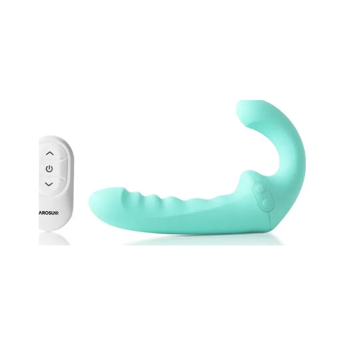 Arosum Female Sex Toys VibraTwin Rechargeable Come Hither Strapless Strap On with Remote Arosum Female Sex Toys VibraTwin Rechargeable Come Hither Strapless Strap On with Remote