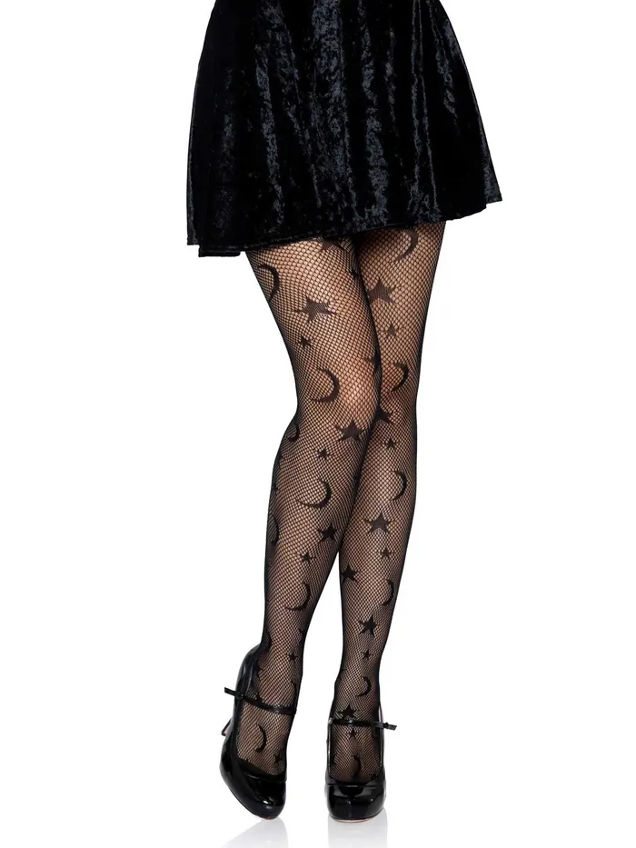 Bodystockings Playsuits Leg Avenue Celestial Net Tights One Size Black