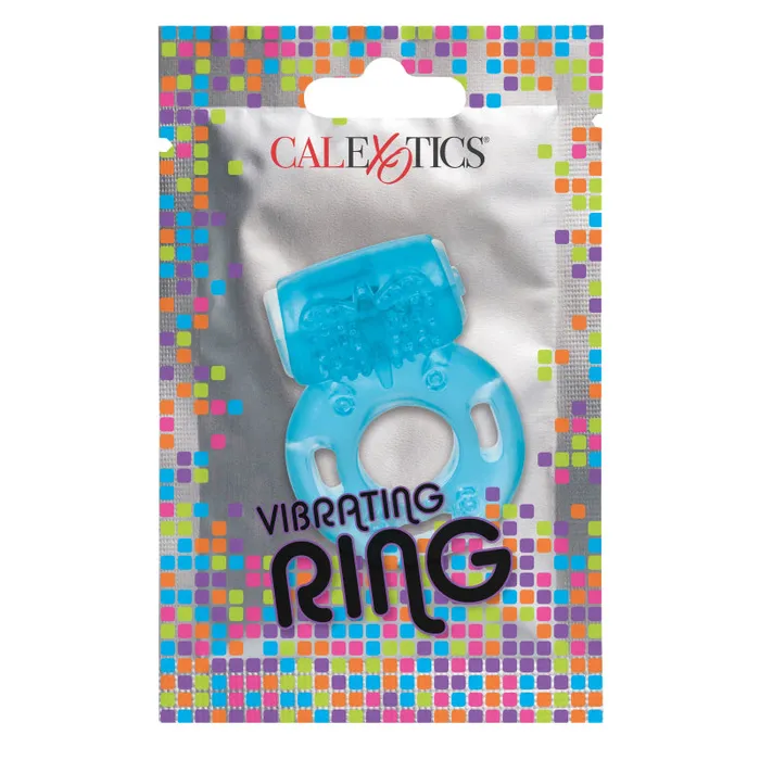 CalExotics Male Sex Toys Foil Pack Vibrating Ring Blue