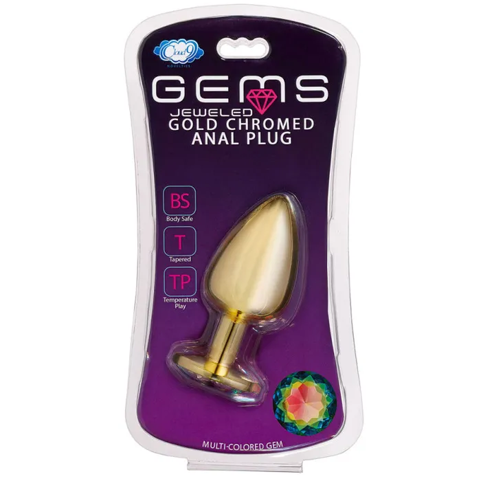 Cloud 9 Novelties Gems Large Gold Anal Plug Male Sex Toys