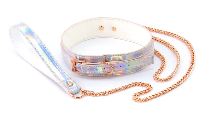 Couples Cosmo Bondage Collar and Leash Rainbow nsnovelties