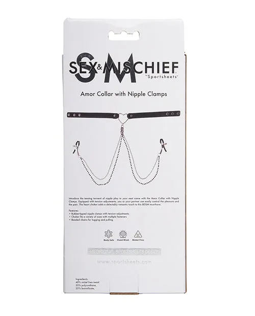 Couples | Sportsheets International Sex & Mischief Amor Collar W/nipple Clamps