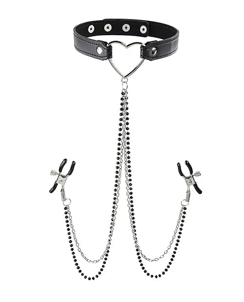 Couples | Sportsheets International Sex & Mischief Amor Collar W/nipple Clamps
