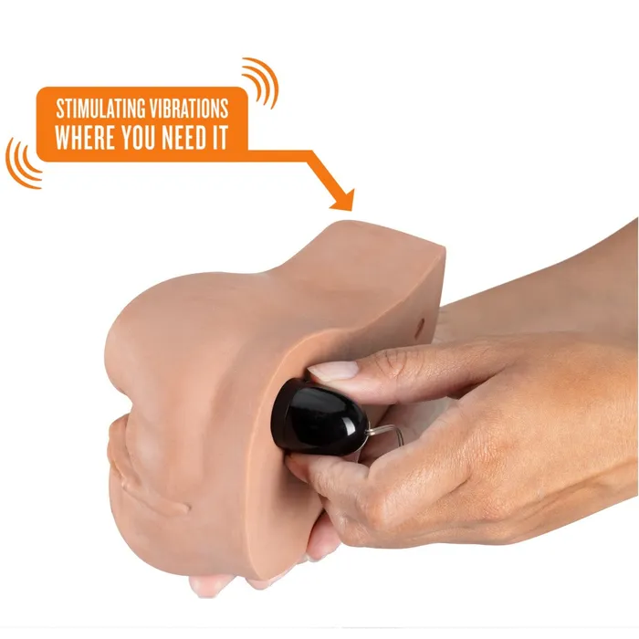 Eden Male Sex Toys | Eden Ultra Soft Brown Realistic Ribbed & Snug Pocket Pussy Vibrating Masturbator