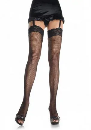 Fishnet Thigh Highs With Lace One Size Leg Avenue Teddies And Bodies
