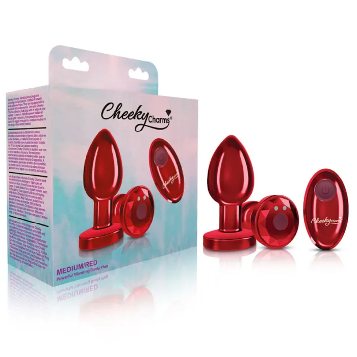 MyPleasure Male Sex Toys | Cheeky Charms - Rechargeable Vibrating Metal Butt Plug With Remote Control - Red - Medium - Preorder Only MyPleasure Male Sex Toys | Cheeky Charms - Rechargeable Vibrating Metal Butt Plug With Remote Control - Red - Medium - Preorder Only