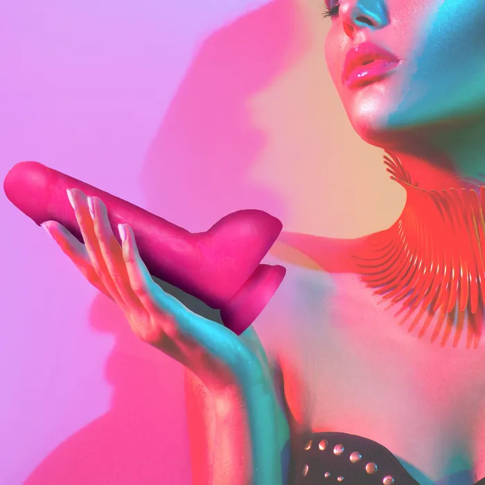 Neo Elite 9in Dual Density Cock W/ Balls Neon Pink | Blush Novelties Dildos Neo Elite 9in Dual Density Cock W/ Balls Neon Pink | Blush Novelties Dildos