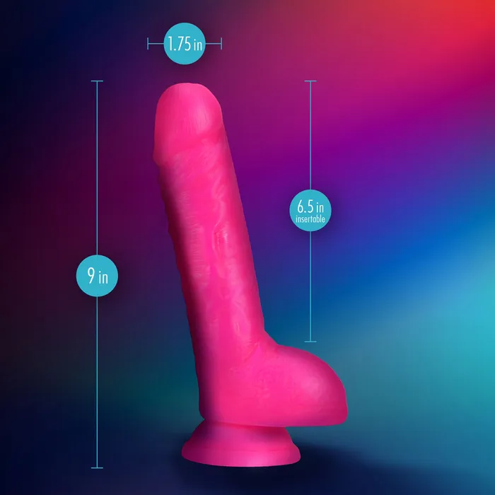 Neo Elite 9in Dual Density Cock W/ Balls Neon Pink | Blush Novelties Dildos Neo Elite 9in Dual Density Cock W/ Balls Neon Pink | Blush Novelties Dildos