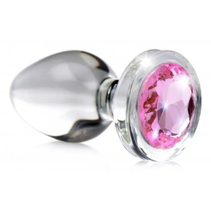 Pink Gem Glass Anal Plug Large Xr Brands Booty Sparks Male Sex Toys