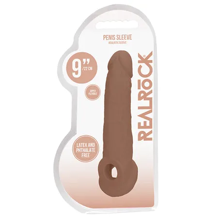 Shots America Male Sex Toys RealRock Realistic 9 in Penis Sleeve Extender Sling Tan Shots America Male Sex Toys RealRock Realistic 9 in Penis Sleeve Extender Sling Tan