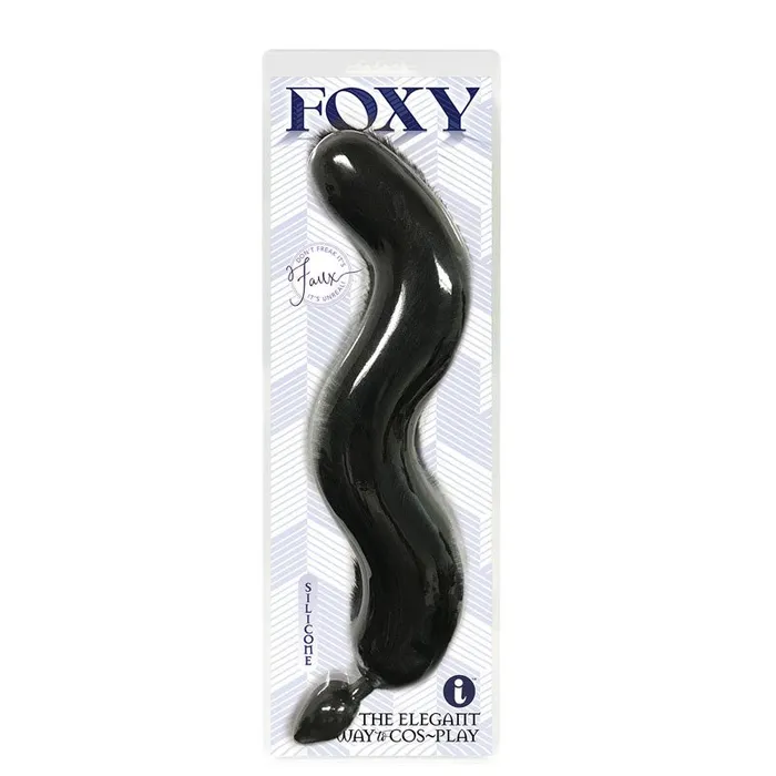Anal Icon Brands Foxy Fox Tail Silicone Butt Plug Black 46 cm Tail