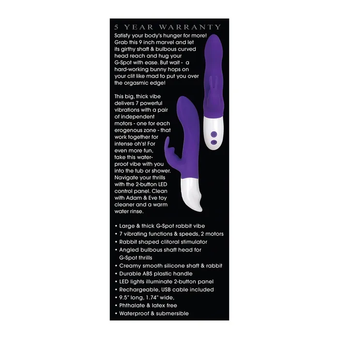 CalExotics Vibrators Adam Eve Eves Big Love Rabbit Purple