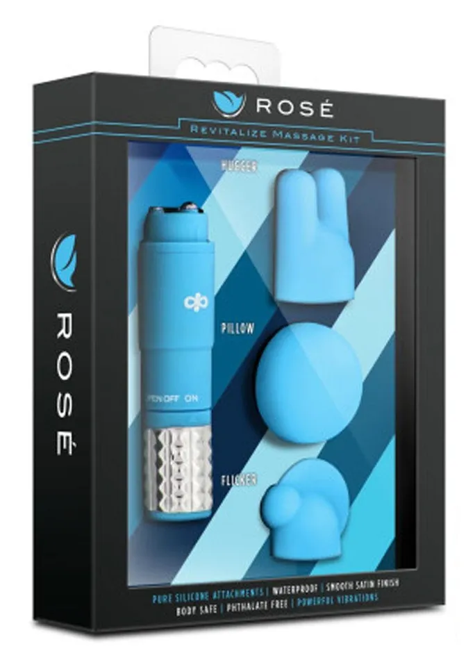 Couples Rose Revitalize Massage Kit with Silicone Attachments Rose