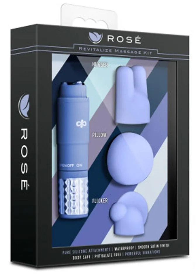 Couples Rose Revitalize Massage Kit with Silicone Attachments Rose
