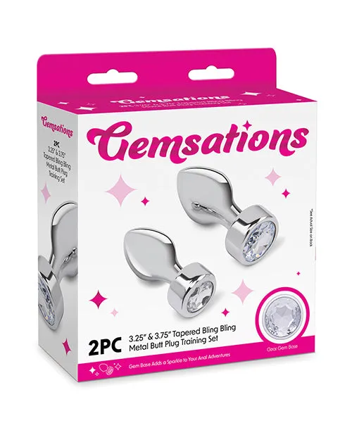 Electric Eel INC Anal Gemsations 2 pc 325 37 Tapered Bling Bling Metal Butt Plug Training Set Silver Electric Eel INC Anal Gemsations 2 pc 325 37 Tapered Bling Bling Metal Butt Plug Training Set Silver