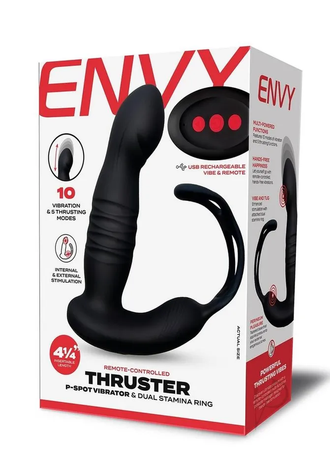 Envy Toys Remote Controlled Thruster Rechargeable Silicone PSpot Vibrator and Dual Stamina Ring Envy Toys Female Sex Toys Envy Toys Remote Controlled Thruster Rechargeable Silicone PSpot Vibrator and Dual Stamina Ring Envy Toys Female Sex Toys