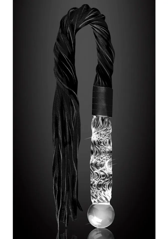 Icicles Female Sex Toys Icicles No 38 Textured Glass Dildo with Flogger