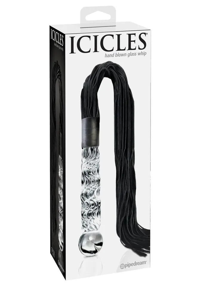 Icicles Female Sex Toys Icicles No 38 Textured Glass Dildo with Flogger Icicles Female Sex Toys Icicles No 38 Textured Glass Dildo with Flogger
