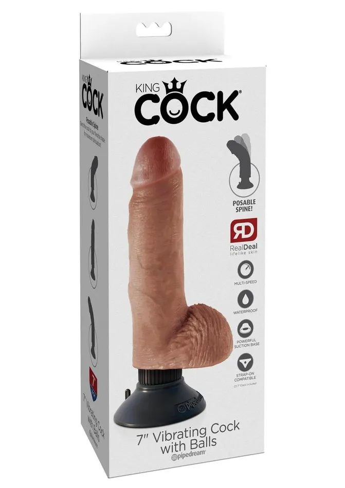 King Cock King Cock Vibrating Dildo with Balls Female Sex Toys King Cock King Cock Vibrating Dildo with Balls Female Sex Toys