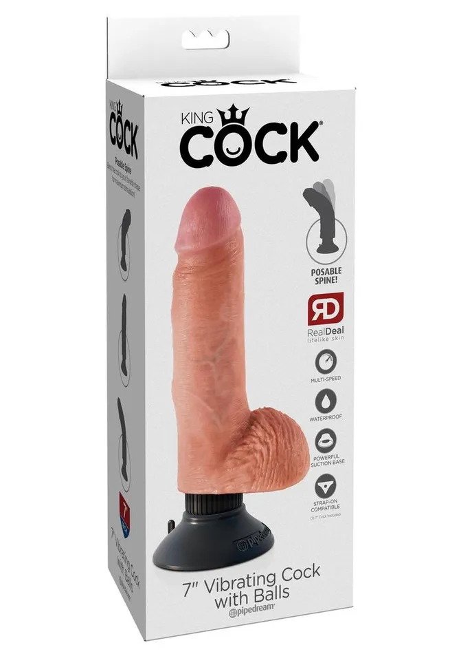 King Cock King Cock Vibrating Dildo with Balls Female Sex Toys King Cock King Cock Vibrating Dildo with Balls Female Sex Toys