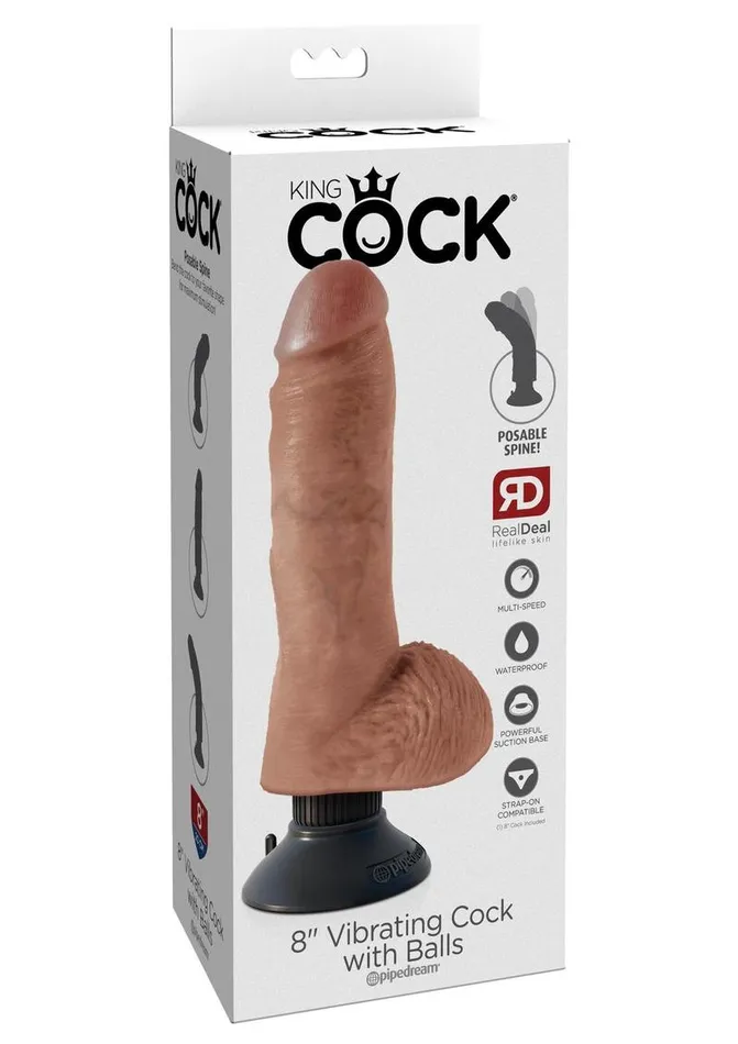 King Cock King Cock Vibrating Dildo with Balls Female Sex Toys King Cock King Cock Vibrating Dildo with Balls Female Sex Toys