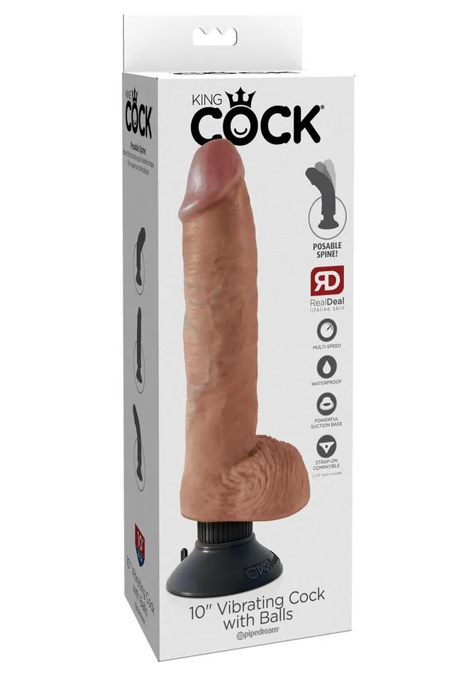 King Cock King Cock Vibrating Dildo with Balls Female Sex Toys King Cock King Cock Vibrating Dildo with Balls Female Sex Toys