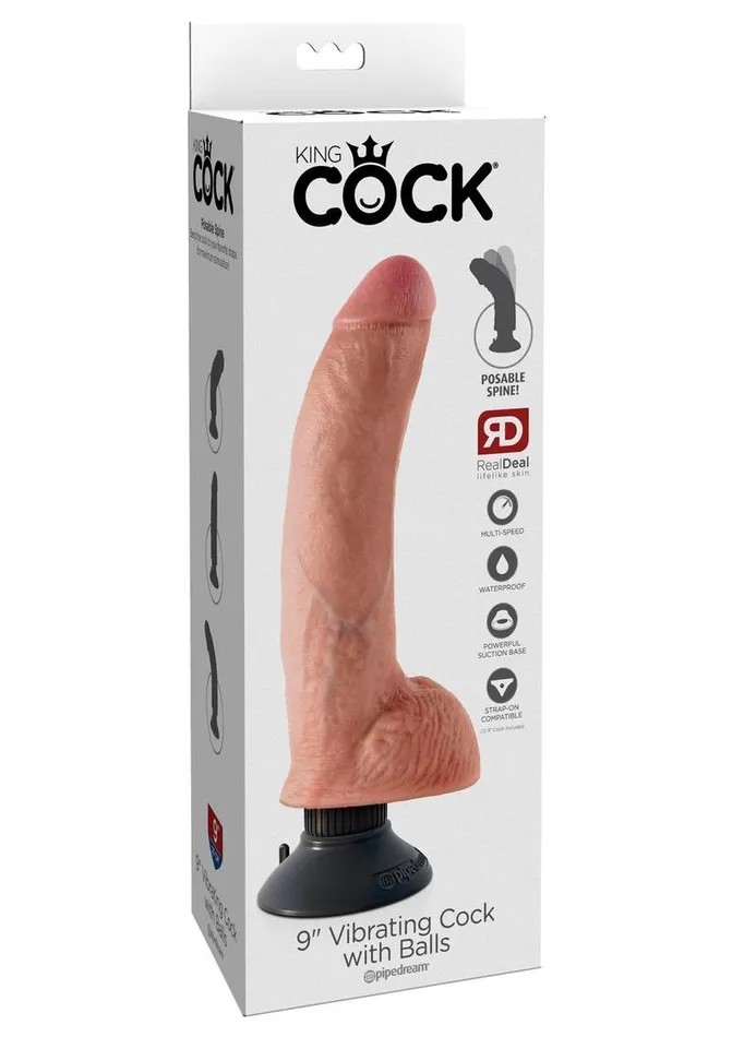 King Cock King Cock Vibrating Dildo with Balls Female Sex Toys King Cock King Cock Vibrating Dildo with Balls Female Sex Toys