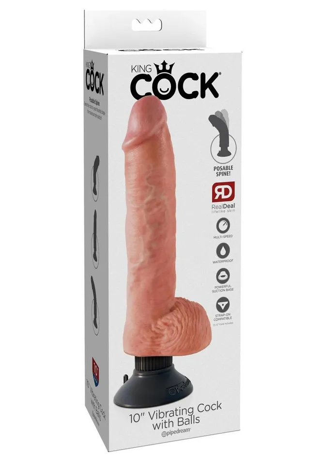 King Cock King Cock Vibrating Dildo with Balls Female Sex Toys King Cock King Cock Vibrating Dildo with Balls Female Sex Toys