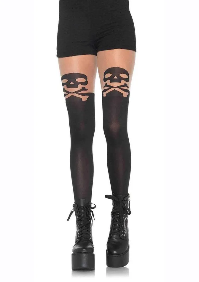 Leg Avenue Male Sex Toys Leg Avenue Spandex Skull and Crossbone Pantyhose with Sheer Thigh Accent Leg Avenue Male Sex Toys Leg Avenue Spandex Skull and Crossbone Pantyhose with Sheer Thigh Accent