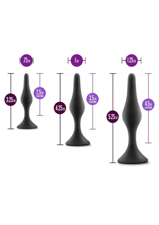 Male Sex Toys Anal Adventures Anal Adventures Platinum Silicone Beginner Plug Kit