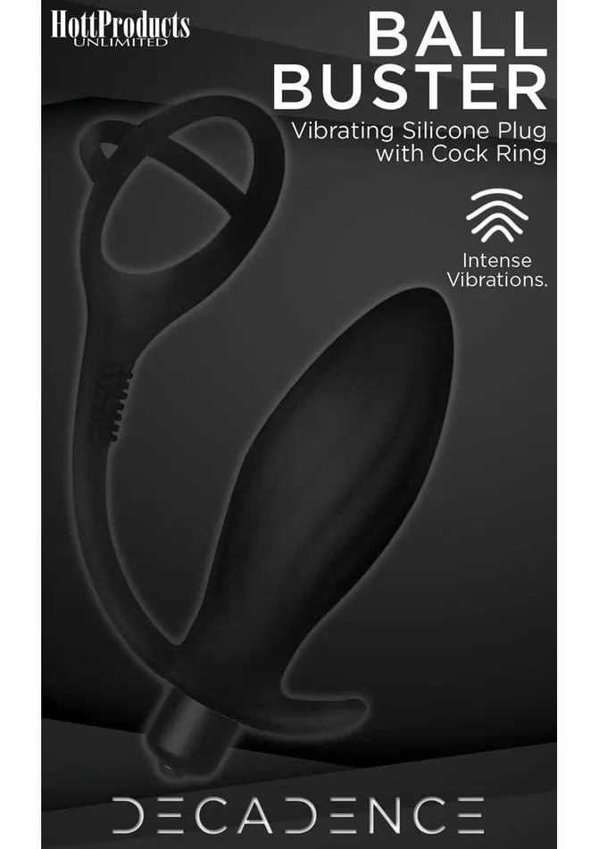 Male Sex Toys Decadence Ball Buster Silicone Vibrating Butt Plug with Cock Ring Decadence