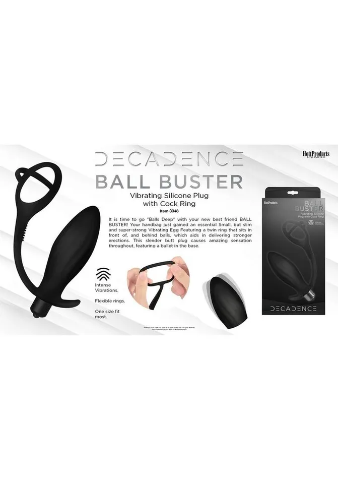 Male Sex Toys Decadence Ball Buster Silicone Vibrating Butt Plug with Cock Ring Decadence