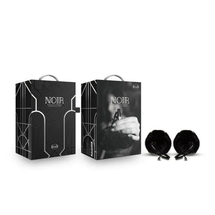 Nipple Clitoral Toys Blush Novelties Noir Pom Adjustable Nipple Clamps Black Furry Nipple Clamps
