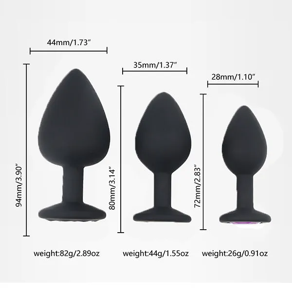 Onion Toy Anal Multiple Sizes Black Color White Jewel Silicone Anal Plug Onion Toy Anal Multiple Sizes Black Color White Jewel Silicone Anal Plug