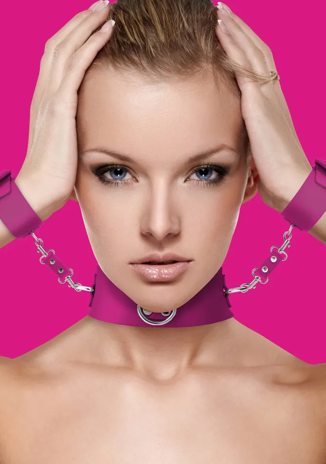 Shots Ouch Vibrators Collar with Cuffs Pink