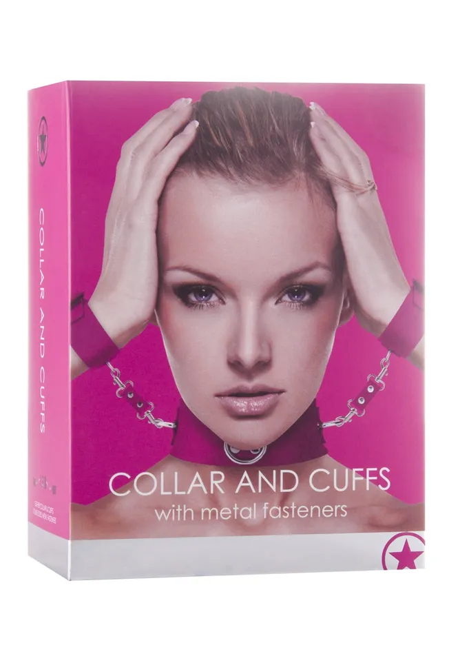Shots Ouch Vibrators Collar with Cuffs Pink