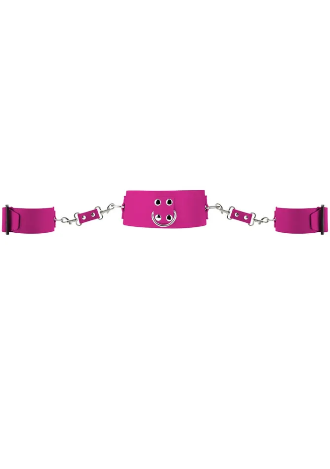 Shots Ouch Vibrators Collar with Cuffs Pink