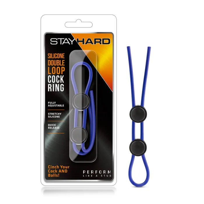 Stay Hard Silicone Double Loop Cock Ring Blue Blush Novelties Male Sex Toys