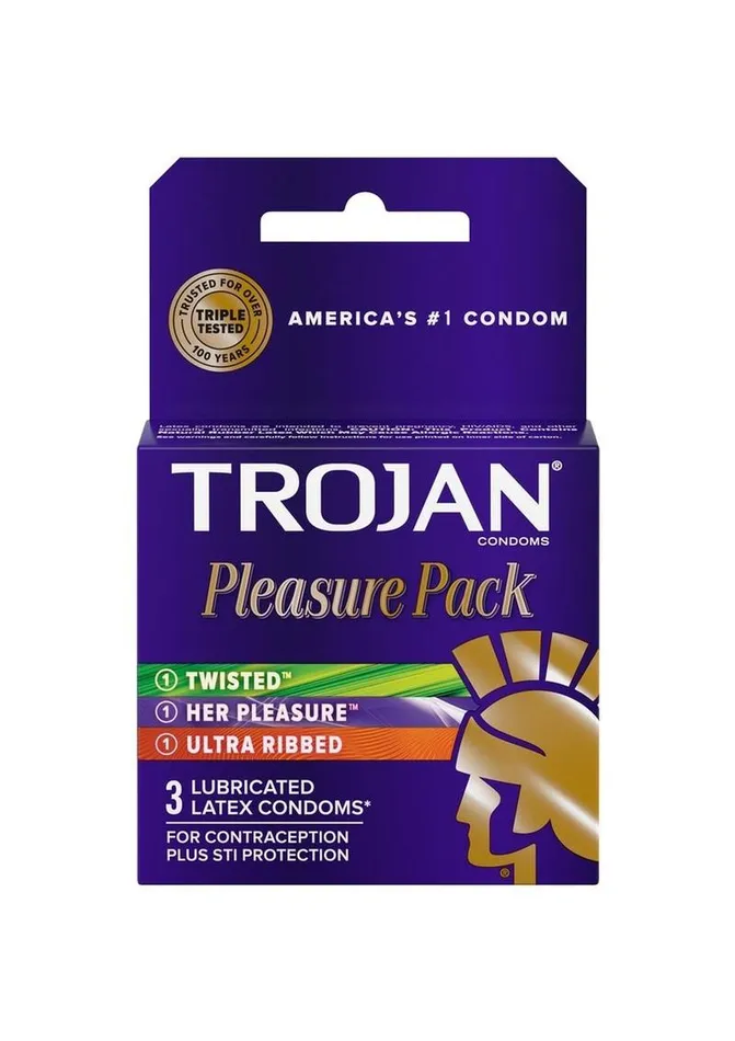 Trojan Trojan Pleasure Pack Lubricated Latex Textured Condoms Assorted Male Sex Toys Trojan Trojan Pleasure Pack Lubricated Latex Textured Condoms Assorted Male Sex Toys