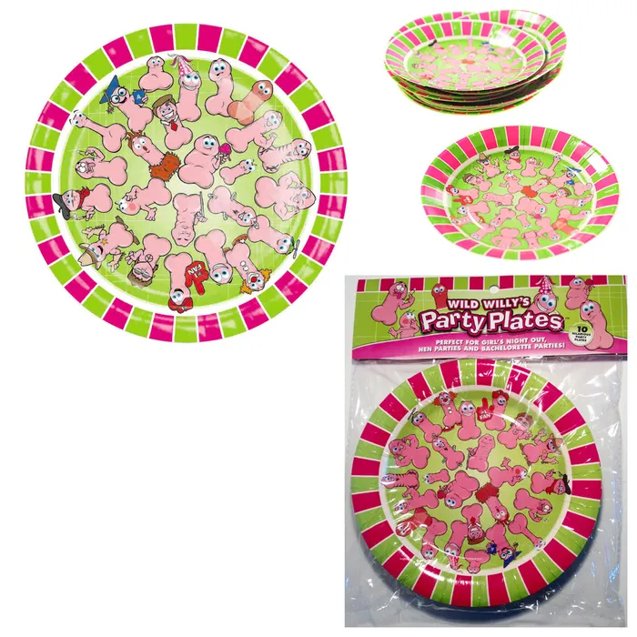 Vibrators Ball Chain Wild Willy Party Plates