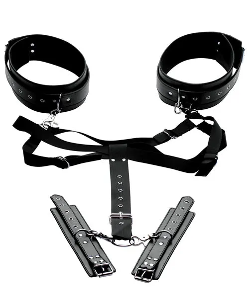 Xr LLC Master Series Acquire Easy Access Thigh Harness wWrist Cuffs Black Restraints