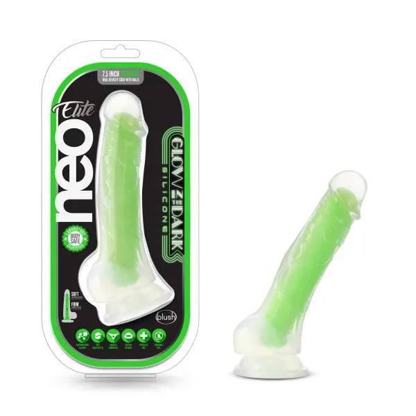 Dildos Neo Elite Glow In The Dark 75 In Silicone Dual Density Cock W Balls Neon Green Blush Novelties Dildos Neo Elite Glow In The Dark 75 In Silicone Dual Density Cock W Balls Neon Green Blush Novelties