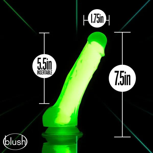 Dildos Neo Elite Glow In The Dark 75 In Silicone Dual Density Cock W Balls Neon Green Blush Novelties