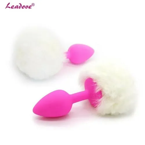 HotPinkSexyShop Anal Rabbit Girl Tail Sex Toys Silicone Plush Anal Plug Cosplay Cute Tail Anal coda