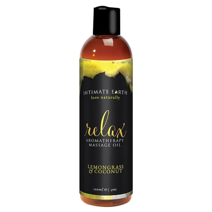 Intimate Earth Massage Oil Relax Lemongrass Coconut 120ml PAR Couples
